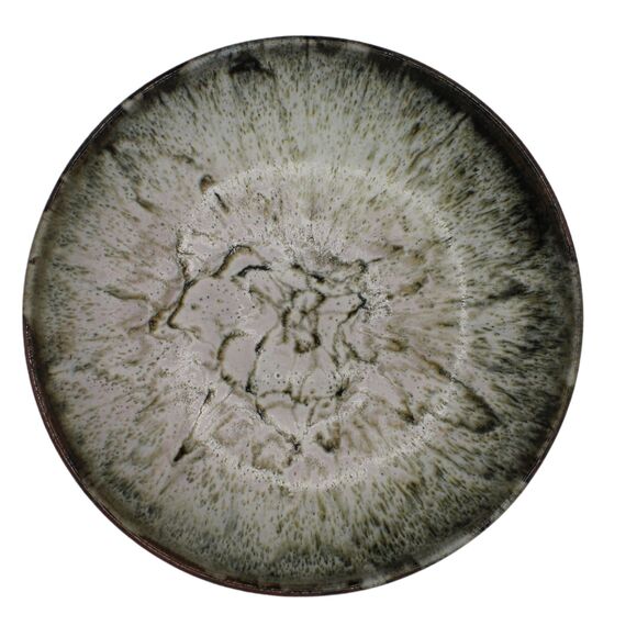 Hand Thrown Pottery Bowl Earth Tone Base and Drip Glaze Vintage Kitchen Decor - Picture 2 of 6